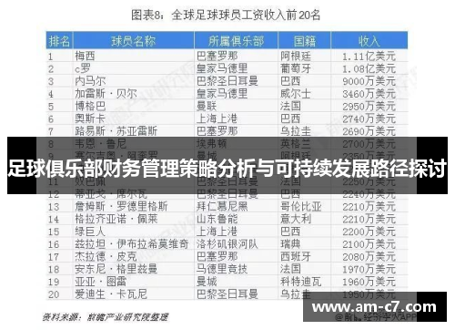 足球俱乐部财务管理策略分析与可持续发展路径探讨 足球俱乐部财务管理策略分析与可持续发展路径探讨