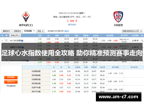 足球心水指数使用全攻略 助你精准预测赛事走向 足球心水指数使用全攻略 助你精准预测赛事走向